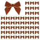 50 PCS Brown Velvet Bows for Christmas Tree, 2.75" Small Velvet Ribbon Bows for Gift Wrapping, Mini Bows for Crafts, Bow Decorations for Party Baby Shower Birthday Wedding (Brown, 50PCS)