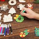 3 x 60pcs DIY Wooden Christmas Ornaments, Unfinished Wood Xmas Decorations Paintable Christmas Tree Ornaments for Christmas DIY Crafts
