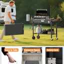 Portable Grill Cart Table with Wheels, for 17-22 Inch Blackstone Griddle Stand, Foldable BBQ Prep Station with Seasoning Tray