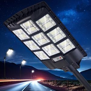 1500W Solar Street Lights Outdoor Waterproof, 200000LM IP66 Commercial Parking Lot Light Dusk to Dawn, 7000K Solar Security Motion Sensor Outdoor Flood Light for Garden Yard Home Path Garage