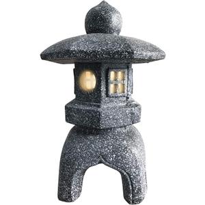 Pagoda Garden Statue Outdoor Figurine Lights Solar Powered LED Garden Decor Pagoda Light Asian Lantern Outdoor Decorations Home Tranquil Resin Waterproof Decor Lawn Yard (12.8X12.8X21)