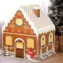 Giant Cardboard Gingerbread House Stand up Christmas Gingerbread Playhouse Holiday Sweets House Decor Cardboard Craft Activity for Xmas Families 40.5 x 32 x 26.5