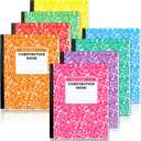 feela Composition Notebook, 8 Pack 8 Pastel Colors Wide Ruled Composition Books Bulk, Marble Cover Notepad Lined Cute Journal Notebooks for School Supplies Notes Taking Writing, 9.75 X 7.5 in