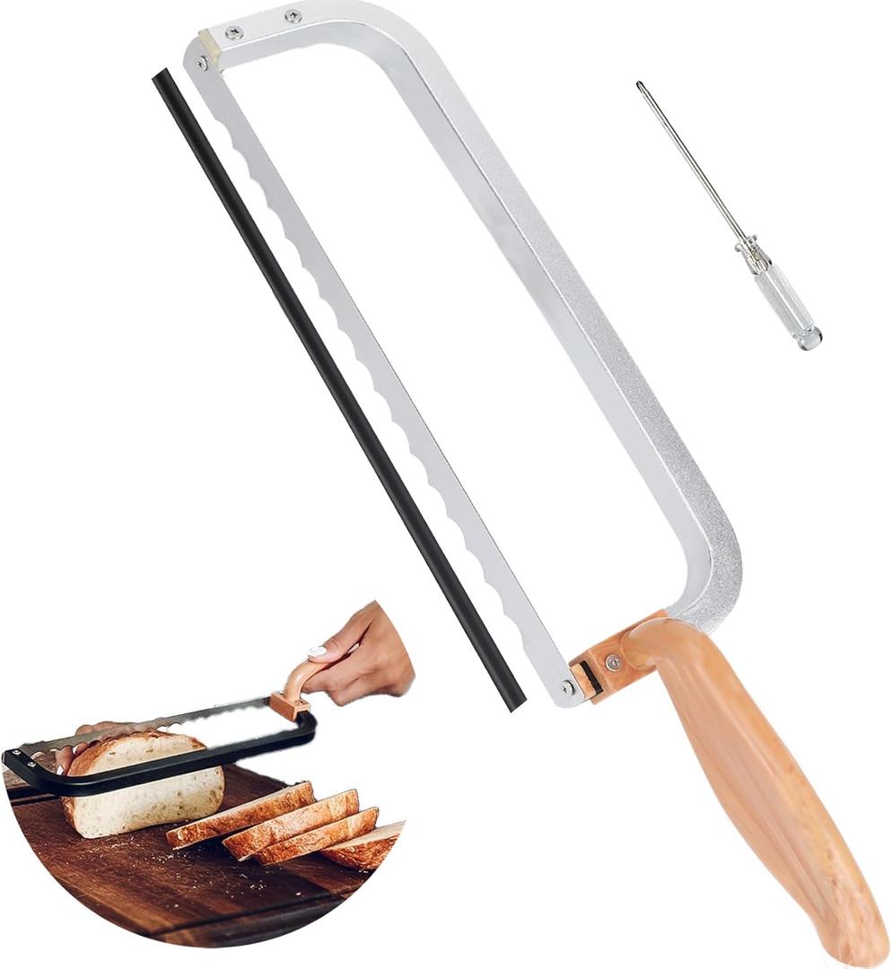 Bread Knife for Homemade Bread Bow Knife 16", Bread Saw Sourdough Slicer Aluminum Alloy Sourdough Cutter Suit for Left & Right Handed People to Cut Baguettes Vegetables Fruits 1Count