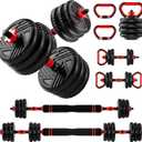 Adjustable Dumbbell Set, 10/20/30/45/70/90lbs, 5 in 1 Multi-Function Dumbbells Set Converts to Barbell & Kettlebell, Weight Set for Home Gym Workout, Suitable for Men/Women Strength Training
