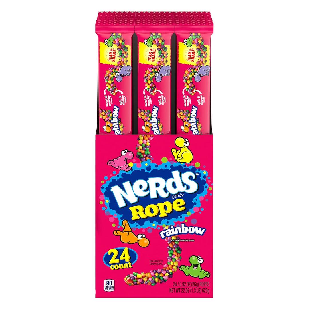 Nerds Rope Candy, Rainbow, 0.92 Ounce (Pack of 24) (EXP 12/01/25)