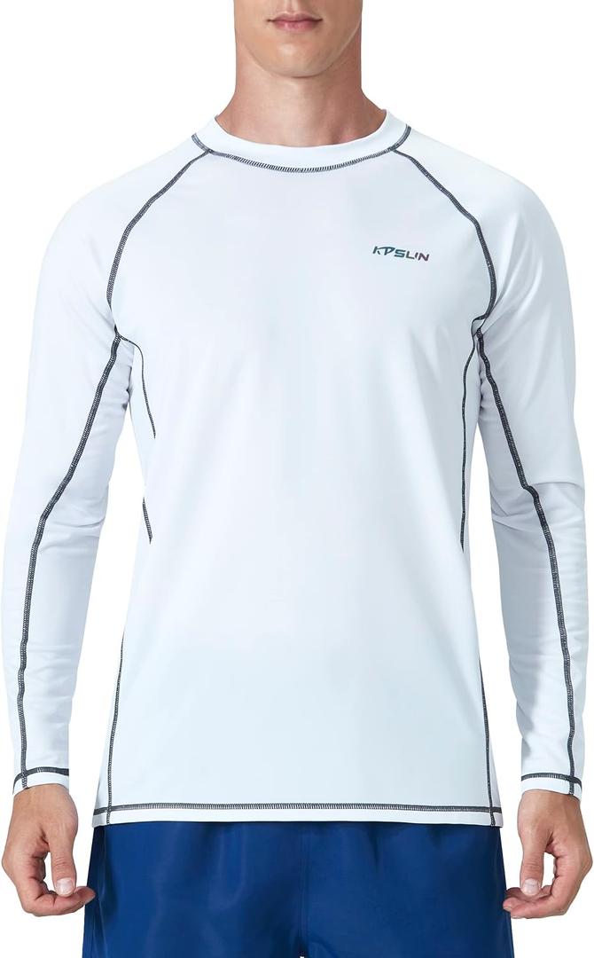 KPSUN Mens Swim Shirts UPF 50+ Rash Guard Long Sleeve Sun UV Protection Beach Shirts Quick Dry Fishing T-Shirt (XX-Large)
