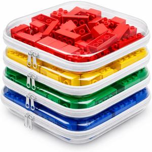 4 Pack Clear Hard Shell Zipper Case, Clear Zipper Pouches for Organizing, Travel Clothes Packing Cubes, A4 Document & Large Toy Storage Organizer Bins (4L)
