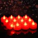 Raycare Red Battery Operated Tea Lights, 24 Pack Long Lasting Fake Candles, Flameless LED Tea Light, Colored Tealights Candles for Votive, Wedding, Table Centerpiece, Aniversary, Halloween, Christmas