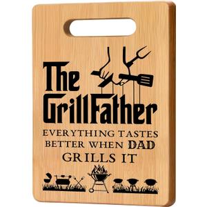 3 x Dad Gifts from Daughter Fathers Day, Best Dad Birthday Gifts from Daughter Son, Unique Cutting Board Gift for Dad, Cool Birthday Gift for Dad, The Grillfather Cutting Board for Daddy Stepdad New Dad