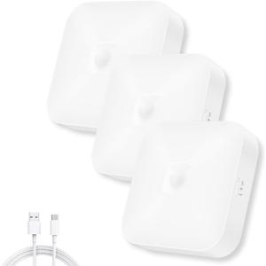Rechargeable Motion Sensor Closet Light, Rechargeable Battery Operated Ceiling Light Wireless, 500LM Wireless Motion Activated Light for Shower Stairs Hallway Pantry Porch Garage, 5000K 3 Pack