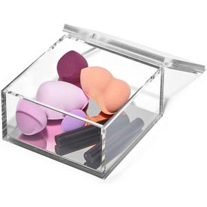 OfficeGoods Acrylic Desk Organizer w/Silver Base  Functional & Elegant Odds & Ends Box for Display or Storage  Perfect for Home or Office, Kitchen, Bathroom Vanity, Curio Display - Large