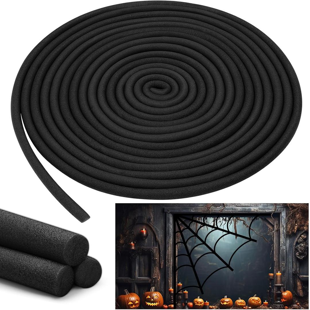 Frienda Foam Noodle Rope 40 ft 5/8 Inch Pool Noodles Tube Craft Versatile Foam Rod Rope Cylinder for Modeling, DIY Arts and Crafts Supplies(Black)