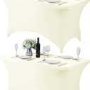 2Pack Spandex Table Cover for 4FT or 6ft or 9ft Table Universal Fitted Stretch Tablecloth for Party, Banquet, Wedding and Events-Ivory