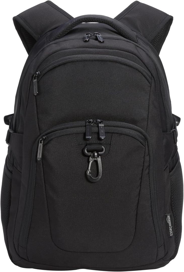 Amazon Basics Travel Laptop Backpack for 15.6 inch Laptop, Black | for 15.6 inch Laptop