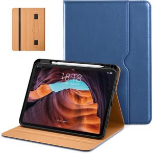 DTTO for iPad (A16) 11th Generation Case 11 Inch 2025, iPad 10th Generation Case 10.9 Inch 2022, Premium Leather Business Folio Stand Cover with Pencil Holder - Auto Wake/Sleep, Abyss Blue