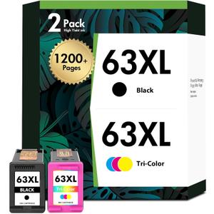 63 63XL Ink Cartridge Combo Pack Replacement for HP Envy 4520 Ink Cartridges Remanufactured OfficeJet 3830 4650 5255 5258 5200 4655 Envy 4512 4510 DeskJet 1112 Printer (Black Tri-Color)