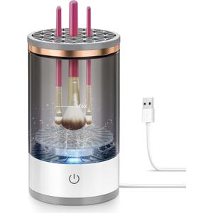 Electric Makeup Brush Cleaner, Quick Efficient Machine for Deep Cleaning All Types of Brushes, Portable Compact Design for Travel Home Use, for Makeup Lovers & Professionals - Red