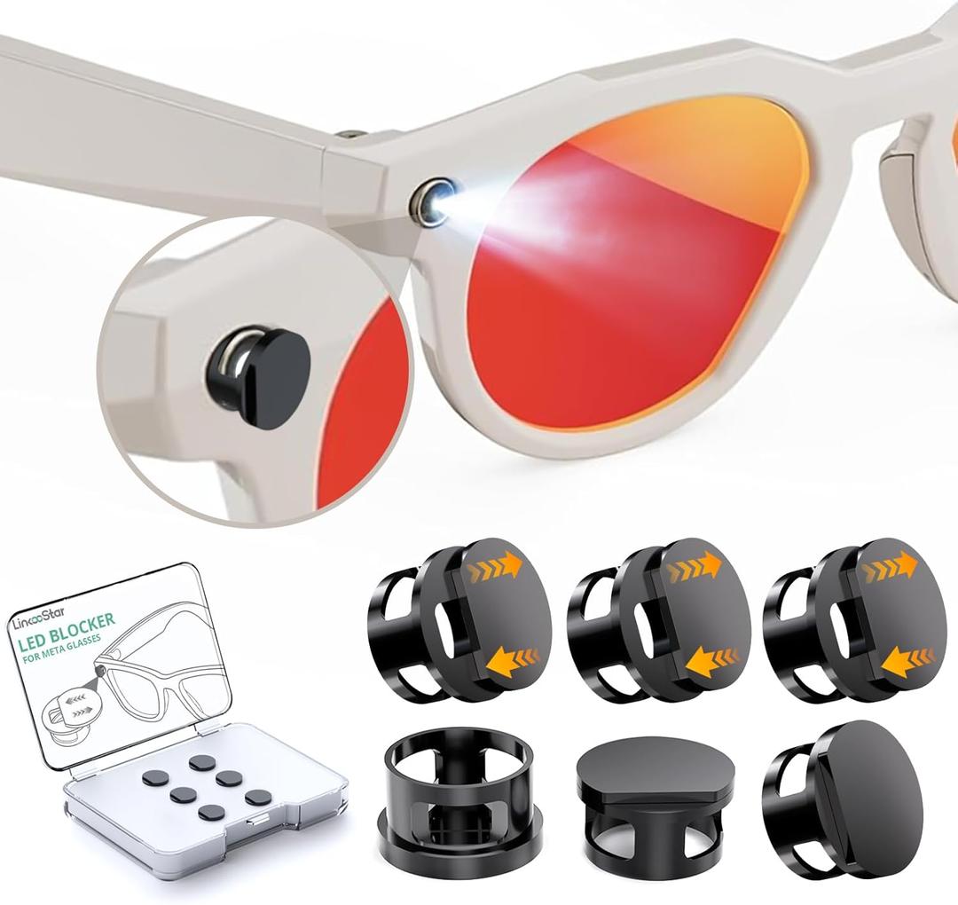 6 Pcs LED Light Blocking Covers Compatible with Ray-Ban Meta Wayfarer/Skyler/Headliner (Gen 2) & Oakley Meta HSTN Smart Glasses Accessories Adjustable Reusable Blackout LED Light Covers