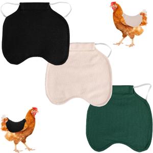 Gosknor 3pcs Chicken Saddle for Hens, Comfortable Hen Aprons Chicken Back & Side Protector Outdoor Poultry Feather Protector Accessories (Green, Black, Khaki)