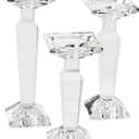 Crystal Candelabra Set, Dual-Sided Candle Holder Reversible for Taper, Tealight & Pillar Candles 3-in-1 Versatile Stand for Table, Wedding, Christmas, Home Holiday Decor (Set of 3-SML)