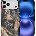 CARLOCA for iPhone 17 Pro Max Case Full Body Hybrid 2-Layer Matte Hard Shell Silicone Protective Case for iPhone 17 Pro Max Pattern Skeleton Girl Love Day of The Dead