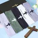 5 Pack Sports Headbands for Men Jesus Headband Cross Sweat Band Moisture Wicking Workout Headband for Running Cycling Football Yoga Hairband