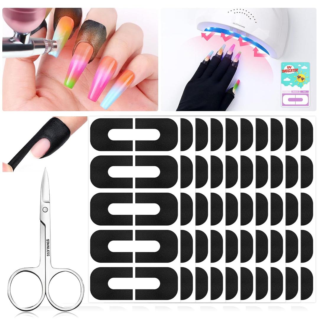 Saviland 100PCS Nail Polish Protector for Fingers: 99.99%+ U V Protection Cuticle Protector for Nails Painting U-Shaped Nail Protectors Peel Off Tip Tape for French Tip Stamp Nails Art