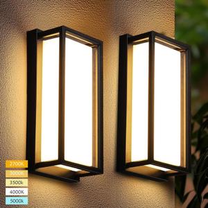 Dimmable Modern Outdoor Wall Light Fixtures, 1400LM Waterproof Porch Lights Outdoor Wall Sconce, 2700K-5000K 5 Color Temperature Exterior Lighting Fixtures for House (Style 2(12inch ))