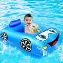 Inflatable Toddler Pool Float, 41" Large Car Shaped Baby Pool Floats Baby Swim Float with Safety Seat & Backrest, Swimming Pool Floaties Summer Toys for Babies Toddler Age of 6-36 Months