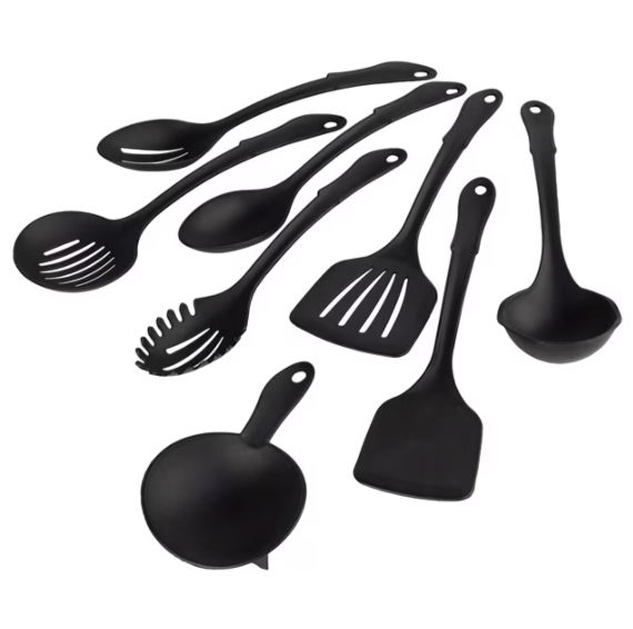 Mainstays 6-Piece Nylon Kitchen Utensil Set with Connector Ring, Black Plastic