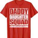 Daddy and Daughter Father Daughter Squad Matching T-Shirt (Red, L)