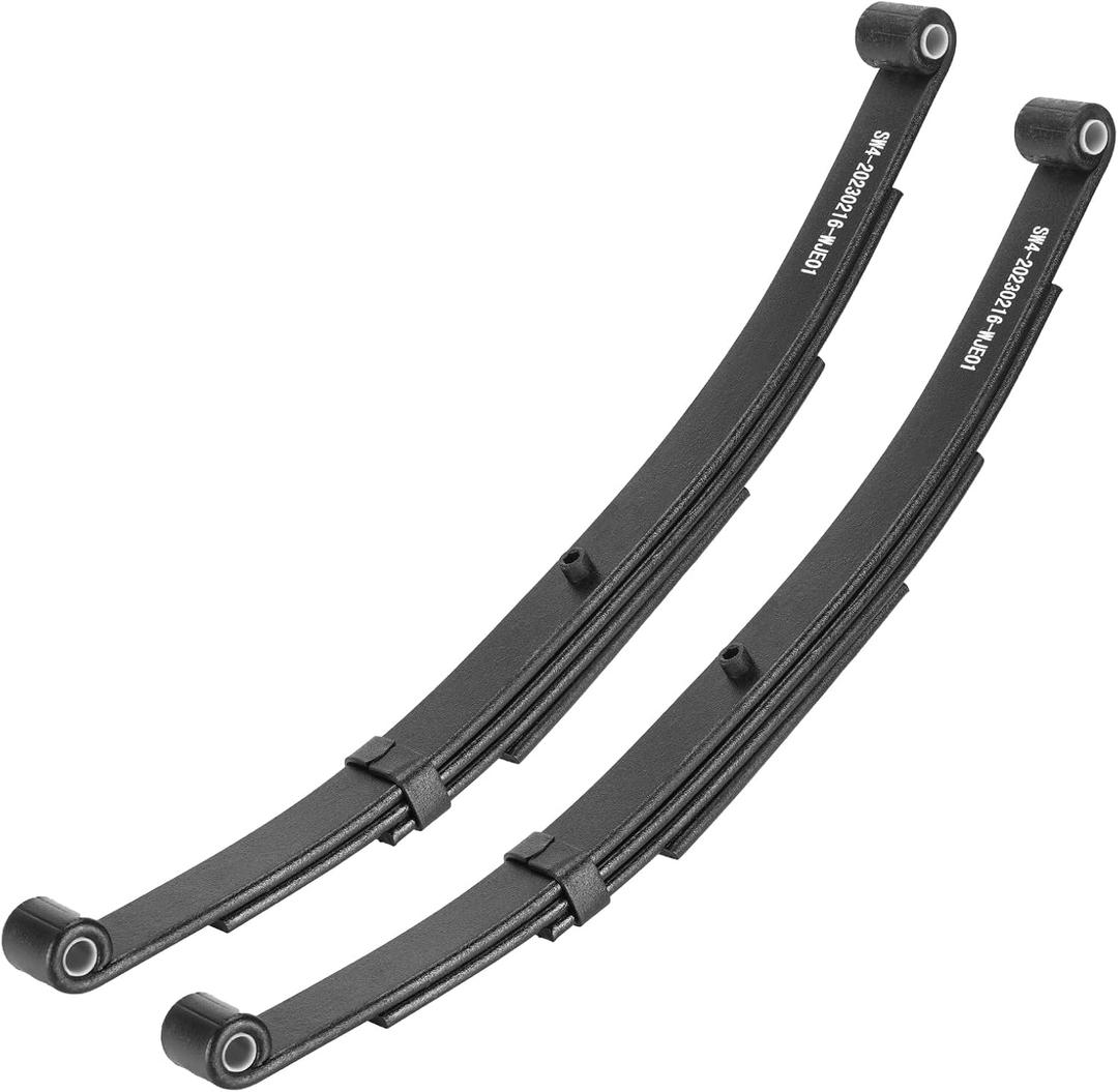 Trailer Leaf Spring, 4 Leaf 2500lb Double Eye Leaf Springs for 5000lb Trailer Axle, 25-1/4"L, 1.75" Width, 3” Free Open of Leaf Spring, Replace for SW4 / UNA218 / PR4 / 9150016 / 93181, 2 Pieces