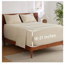 Bedsure Deep Pocket Queen Sheets Set - Fits Mattresses Up to 21 Inches Thick - 4 Piece GentleSoft Bed Sheets, Moisture Wicking, Soft & Cooling Bedsheet & Pillowcases, Easy & Secure Fit, Beige