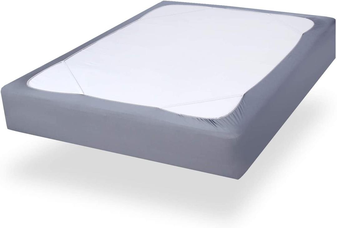 Twin Size Box Spring Cover with Smooth and Elastic Woven Material, Alternates for Bed Skirt, Wrinkle & Fading Resistant, Washable, Dustproof (Twin, Grey)
