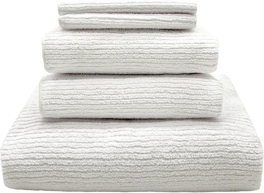 Greenfound White Bath Towels 5-Pack, Super Absorbent Family Bath Towel Set for Bathroom, Pool & Gym, Gentle Quick-Dry Fabric for Adults, Children & Pet Dog, Perfect for Everyday Use, Hotel & SPA