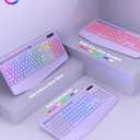 SABLUTE Wireless Keyboard and Mouse Combo, 9 Backlit Effects, Wrist Rest, Phone Holder, 2.4G Lag-Free Ergonomic Keyboards, KM22 MAX Rechargeable Silent Set for Computer, Laptop, Mac, WindowsPurple