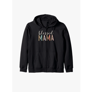 Blessed Mama Cute Zip Hoodie L