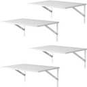 Deep Floating Wall Shelves - 4 Sets of 12 Inch Wide White Wood Shelves for Bathroom, Bedroom, Kitchen, Living Room