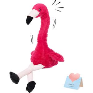 13 Talking Flamingo Toy Repeat What You Said Interactive Cute Plush Toy Flamingo Stuffed Animals Birthday Gifts for Boys and Girls, Red
