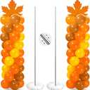 2 Sets of Thanksgiving Fall Balloon Column Stand Kit with Pumpkin Maple Leaf Cardstock Yellow Orange Cocoa Latex Balloons 6.6 ft Adjustable Stands for Autumn Party Decoration(Maple Leaf)