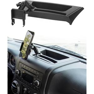 Nilkatss Upgrade Phone Mount Compatible with 2011-2018 Jeep Wrangler JK JKU w/ Dash Tray Storage Box, Aluminum Alloy Double Ball & Socket and 4.7‘’-7.2" Smartphone for Jeep Wrangler Phone Holder