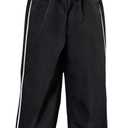 Verdusa Girl's Striped Pants Drawstring High Waisted Straight Leg Loose Trousers (Black)