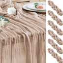 Wokceer Cheesecloth Table Runner 6Pack 10FT Nude Pink Boho Gauze Cheese Cloth Table Runner for Party Long Rustic Sheer Table Runners for Baby Bridal Shower Wedding Easter Table Decor