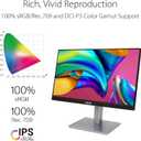 ASUS ProArt Display PA247CV 24-inch Monitor IPS, Full HD (1920 x 1080), 100% sRGB, 100% Rec. 709, Color Accuracy E < 2, Calman Verified, USB-C, Compatible with Laptop & Mac Monitor