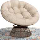 Bme 40" Ergonomic Wicker Papasan Chair with Soft Thick Density Fabric Cushion, High Capacity Steel Frame, 360 Degree Swivel for Living, Bedroom, Reading Room, Lounge, Sepia Sand - Brown Base (Sephia Sand - Brown Base)