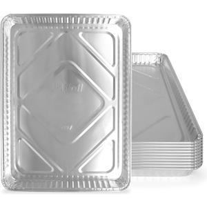 PLASTICPRO Aluminum Pans 10 Pack Disposable Cookie Sheets 13 x 17 Baking Pans Premium Quality Heavy Duty Sheet Pans