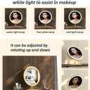12.2-inch Round Dressing Mirror, Household and Student Dormitory Makeup Mirror, Three-Color LED Light, Smart Touch 360 Rotation, dimmable (Golden)