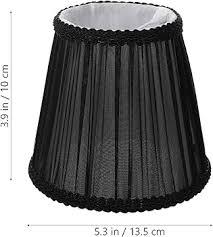 Lurrose Black Decor Lamp Shades Cloth Lamp Shade Covers, Clip On Bulb Lamp Shade Fabric Lampshade with Harp Pleated Cone for Table Chandelier Wall Lamp, Black Drum Lamp Shades Vintage Decor