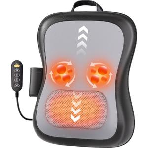 Shiatsu Back and Neck Massager for Pain Relief Deep Tissue, Up and Down Rolling Back Massager with Heat, 3D Kneading Massage for Office Home, Birthday Gifts for Women Men Mom Dad